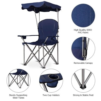 Costway Portable Folding Beach Canopy Chair W/ Cup Holders Bag Camping Hiking Outdoor 6 Costway Portable Folding Beach Canopy Chair W/ Cup Holders Bag Camping Hiking Outdoor - Image 4