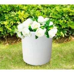 Rosemead Home & Garden, Inc. 10" Wide Kante Lightweight Modern Concrete Outdoor Planter Pot Pure White -Garden & Outdoors GUEST 7dae6e2c 2107 46fd 90e7 509fbc402cd4