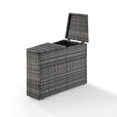 Catalina Outdoor Wicker Arm Table - Gray - Crosley 5 Catalina Outdoor Wicker Arm Table - Gray - Crosley - Image 3