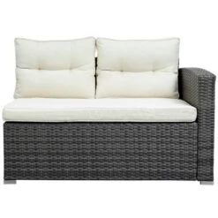 4pc Wicker Patio Set With Large Storage Box & Cushions - Gray/Beige - GODEER -Garden & Outdoors GUEST 80db2293 a3c5 4fa0 a4e4 ff92db529720