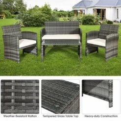 Costway 4PCS Rattan Patio Furniture Set Garden Sofa Cushioned Seat Mix Gray Wicker -Garden & Outdoors GUEST 816ad4ca ae08 4884 adab 9ecc88e0f704