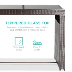 Best Choice Products 7-Piece Outdoor Rattan Wicker Bar Dining Patio Furniture Set W/ Glass Table Top, 6 Stools -Garden & Outdoors GUEST 82c581cf 81fb 4121 b554 361f78637357