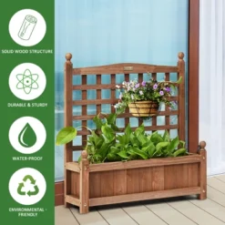 Costway Solid Wood Planter Box With Trellis Weather-Resistant Outdoor 25''x11''x30'' 13 Costway Solid Wood Planter Box With Trellis Weather-Resistant Outdoor 25''x11''x30'' -Garden & Outdoors GUEST 8300b2ec ffc1 4614 b958 ca4c89e4e65a