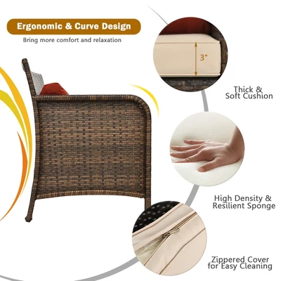 Costway 2PCS Patio Rattan Furniture Set Cushioned Loveseat Table Garden Deck 8 Costway 2PCS Patio Rattan Furniture Set Cushioned Loveseat Table Garden Deck - Image 6