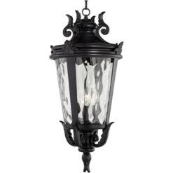 John Timberland Casa Marseille Rustic Outdoor Hanging Light Black Scroll 26 1/4" Clear Water Glass Damp Rated For Post Exterior Barn Deck House Porch -Garden & Outdoors GUEST 85156691 a172 4a3f ac09 0e9689957f62