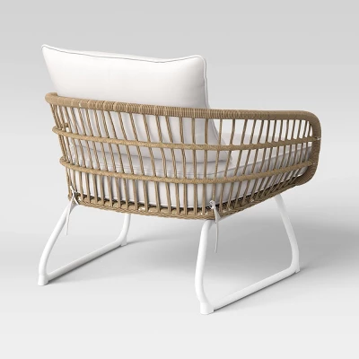 Southport Outdoor Patio Chair With Metal Legs, Club Chair Natural/White - Opalhouse™ 5 Southport Outdoor Patio Chair With Metal Legs, Club Chair Natural/White - Opalhouse™ - Image 3