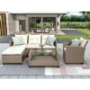 4pc Wicker Patio Sectional Seating Set With Cushions - Beige/Brown - GODEER -Garden & Outdoors GUEST 86445659 b117 41bb 8e5d f18e3f7ea72f