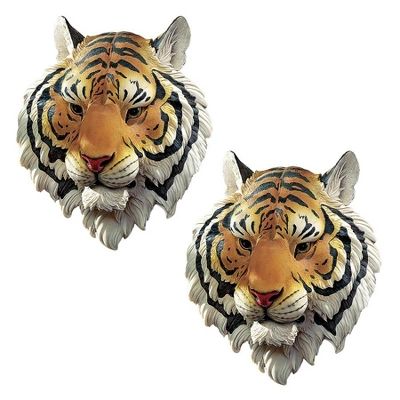 Design Toscano Indochinese Tiger Wall Sculpture: Set Of Two 3 Design Toscano Indochinese Tiger Wall Sculpture: Set Of Two