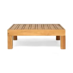 2pc Brava Outdoor Acacia Wood Left Arm Loveseat & Coffee Table With Cushion Teak/Red - Christopher Knight Home -Garden & Outdoors GUEST 86820181 2da9 4501 82d9 06cde3f29d3c 2