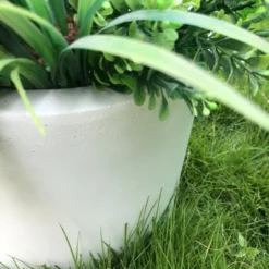 Rosemead Home & Garden, Inc. 10" Wide Kante Lightweight Modern Concrete Outdoor Planter Pot Pure White -Garden & Outdoors GUEST 86f280d1 5dec 4bc4 98db 03212919d4fb