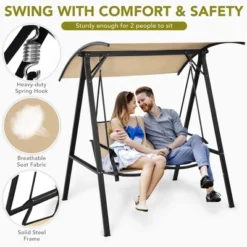 Costway Outdoor 2-Seat Swing Loveseat Canopy Hanging Swing -Garden & Outdoors GUEST 86f7b6c0 60c7 4acd b17e 0400234ea79d