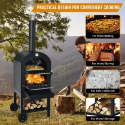 Costway Outdoor Pizza Oven Wood Fire Pizza Maker Grill W/ Pizza Stone & Waterproof Cover 12 Costway Outdoor Pizza Oven Wood Fire Pizza Maker Grill W/ Pizza Stone & Waterproof Cover -Garden & Outdoors GUEST 8736ae0e e3eb 4b9a 9c42 2069694ad9d2