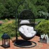 Sunnydaze Decor Sunnydaze Durable Indoor/Outdoor Powder-Coated Steel Egg Chair Stand With Extra-Wide Round Base - 76" H - Black -Garden & Outdoors GUEST 892b3305 442d 46d2 a3b3 6b04f72583a4