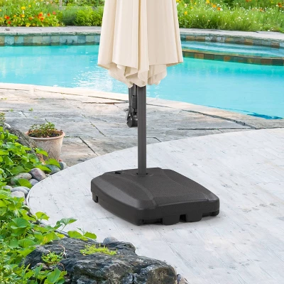 136.8lbs Rectangular Patio Umbrella Base With Wheels Gray - CorLiving 3 136.8lbs Rectangular Patio Umbrella Base With Wheels Gray - CorLiving