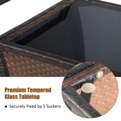 Costway Patio Rattan Bar Serving Cart Wheels Ice Bucket Glass Top Handle Garden 18 Costway Patio Rattan Bar Serving Cart Wheels Ice Bucket Glass Top Handle Garden -Garden & Outdoors GUEST 8a604216 1faf 4ddb be1c 4c3cac552d9d