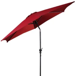 Costway 9FT Patio Umbrella Patio Market Steel Tilt W/ Crank Outdoor Yard Garden Burgundy
