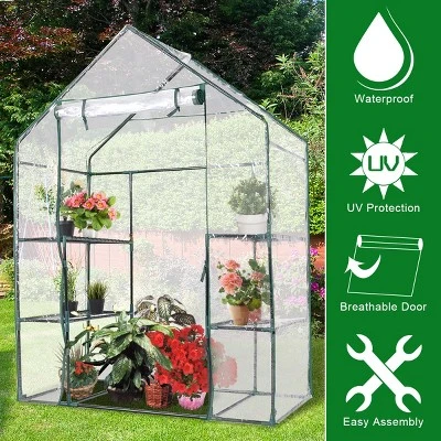 Costway Portable Mini Walk In Outdoor 3 Tier 6 Shelves Greenhouse 6 Costway Portable Mini Walk In Outdoor 3 Tier 6 Shelves Greenhouse - Image 4