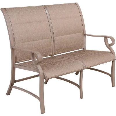 Aluminum Bench Chair With Streamlined Armrests For 2 Persons - Natural - WELLFOR 3 Aluminum Bench Chair With Streamlined Armrests For 2 Persons - Natural - WELLFOR