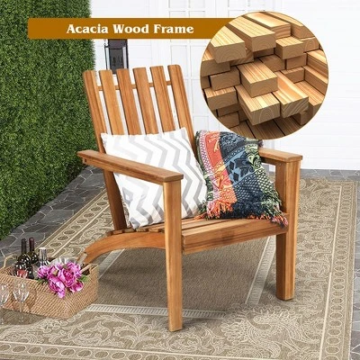 Costway 2PCS Patio Acacia Wood Adirondack Chair Lounge Armchair Durable Outdoor Garden 7 Costway 2PCS Patio Acacia Wood Adirondack Chair Lounge Armchair Durable Outdoor Garden - Image 5