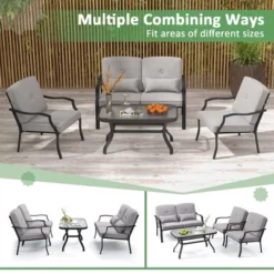 Costway 4 PCS Patio Furniture Set Outdoor Conversation Sofa Tempered Glass Coffee Table -Garden & Outdoors GUEST 8d31bc29 4d07 4a96 8077 4eada05f75d6