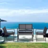 4pc Outdoor Garden Patio Conversation Set - Black - WELLFOR -Garden & Outdoors GUEST 9212cb56 5e72 44b1 a5c1 7e10d455486f