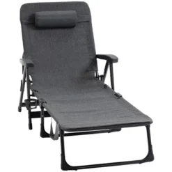 Outsunny Outdoor Folding Chaise Lounge Chair, Mesh Fabric Pool Chair With Adjustable Backrest, Pillow And Cup Holder For Poolside, Deck, Gray 9 Outsunny Outdoor Folding Chaise Lounge Chair, Mesh Fabric Pool Chair With Adjustable Backrest, Pillow And Cup Holder For Poolside, Deck, Gray -Garden & Outdoors GUEST 926d9d34 609c 4667 bd7a 526ca1638e88