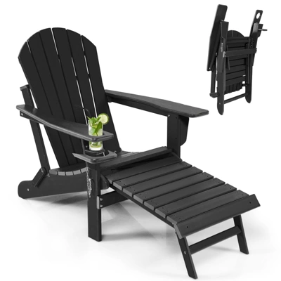 Tangkula 2PCS Adirondack Chair W/Ergonomic Design&Ottoman Outdoor Armchair HDPE Chair For Yard&Patio Black/Coffee/Grey/Turquoise/White 3 Tangkula 2PCS Adirondack Chair W/Ergonomic Design&Ottoman Outdoor Armchair HDPE Chair For Yard&Patio Black/Coffee/Grey/Turquoise/White