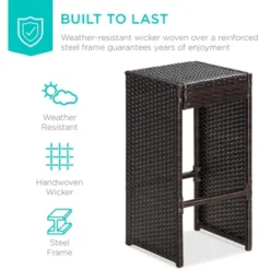 Best Choice Products 7-Piece Outdoor Rattan Wicker Bar Dining Patio Furniture Set W/ Glass Table Top, 6 Stools -Garden & Outdoors GUEST 979f8915 322d 4142 9a61 536d1832278c