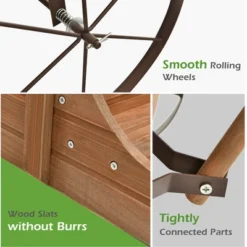 Costway Garden Plant Planter Wooden Wagon Planter W/ Wheel Garden Yard -Garden & Outdoors GUEST 982d514c 7f19 4286 ad2c 7be1d25e16f3