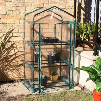 Sunnydaze Decor Sunnydaze Outdoor Portable Growing Rack 3-Tier Greenhouse With Roll-Up Door - 3 Shelves - Clear 7 Sunnydaze Decor Sunnydaze Outdoor Portable Growing Rack 3-Tier Greenhouse With Roll-Up Door - 3 Shelves - Clear - Image 6