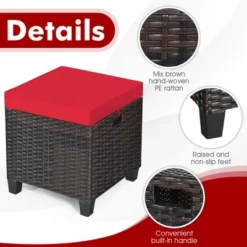 Costway 2PCS Patio Rattan Ottoman Cushioned Seat Foot Rest Coffee Table Red 16 Costway 2PCS Patio Rattan Ottoman Cushioned Seat Foot Rest Coffee Table Red -Garden & Outdoors GUEST 98d4faaf 59d5 4ebb 80c8 52d9da4a6c8c