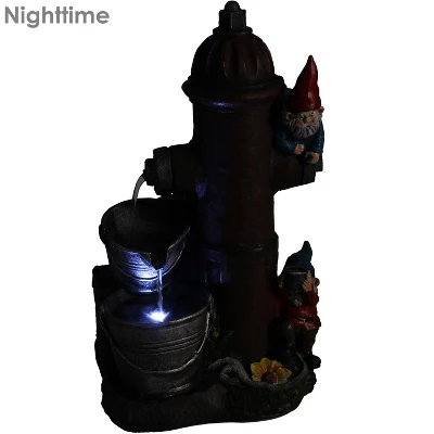Sunnydaze Decor Sunnydaze 16"H Electric Polyresin Gnomes Climbing Fire Hydrant Outdoor Water Fountain With LED Light 4 Sunnydaze Decor Sunnydaze 16"H Electric Polyresin Gnomes Climbing Fire Hydrant Outdoor Water Fountain With LED Light - Image 2