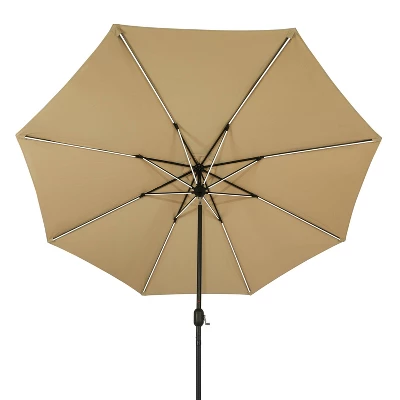11' X 11' Calypso II Market Patio Umbrella With Solar LED Strip Lights Champagne - Island Umbrella 6 11' X 11' Calypso II Market Patio Umbrella With Solar LED Strip Lights Champagne - Island Umbrella - Image 4