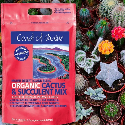 Coast Of Maine Indoor Outdoor Mount Desert Island Blend Organic Cactus And Succulent Potting Soil Mix With Beneficial Nutrients, 8 Quart Bag (2 Pack) 5 Coast Of Maine Indoor Outdoor Mount Desert Island Blend Organic Cactus And Succulent Potting Soil Mix With Beneficial Nutrients, 8 Quart Bag (2 Pack) - Image 3