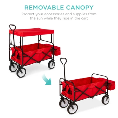 Best Choice Products Folding Utility Cargo Wagon Cart W/ Removable Canopy, Cup Holders 4 Best Choice Products Folding Utility Cargo Wagon Cart W/ Removable Canopy, Cup Holders - Image 2
