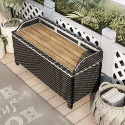 2pc Maksville Outdoor Aluminum Storage Bench & Trash Can - MiBasics -Garden & Outdoors GUEST 9ddfd608 35e2 44bc 926b 8c0021262c1c