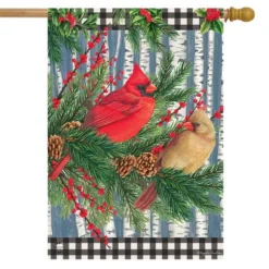 Briarwood Lane Winter Birch Tree Cardinals House Flag 28" X 40" B