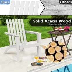 Costway 3PCS Patio Adirondack Chair Side Table Set Solid Wood Garden Deck White -Garden & Outdoors GUEST a08d6cb0 6ff5 4359 ac80 440f702c3957