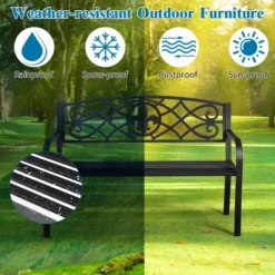 Costway Patio Garden Bench Park Yard Outdoor Furniture Steel Slats Porch Chair Seat 15 Costway Patio Garden Bench Park Yard Outdoor Furniture Steel Slats Porch Chair Seat -Garden & Outdoors GUEST a1a964c4 f917 4148 879e afa51db5f1ae