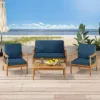 Willowbrook Patio Acacia Wood 4 Seater Chat Set With Coffee Table - Teak/Dark Teal - Christopher Knight Home -Garden & Outdoors GUEST a21ef056 48a8 4abd 956e e103815c34b5