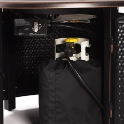 5pc Outdoor Dining Set With 44" Round Fire Table, 4 Deep Seating Swivel Rocking Chairs & Table Fabric Covers - Tan/Copper - Oakland Living -Garden & Outdoors GUEST a24de2d0 2a23 4d67 b59d d1a0c5b30682