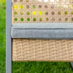 Komodo Modern Boho Faux Rattan & Metal Outdoor Rocking Chair With Cushion - Brown/Gray - Saracina Home -Garden & Outdoors GUEST a71a9c37 cd34 445c 88c4 696410288c89