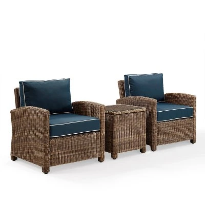 Bradenton 3pc Outdoor Wicker Seating Set With Two Chairs & Table Navy - Crosley 7 Bradenton 3pc Outdoor Wicker Seating Set With Two Chairs & Table Navy - Crosley - Image 5