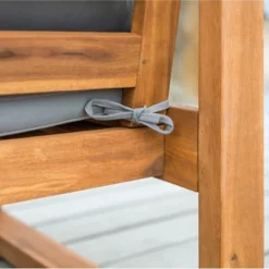 Galia Square Leg Acacia Wood Patio Loveseat With Cushions - Brown - Saracina Home -Garden & Outdoors GUEST a802cd44 6287 405f 8d0e 1bc4cfc82c49