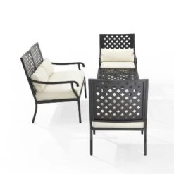 4pc Alistair Outdoor Steel Conversation Set Creme/Matte Black - Crosley -Garden & Outdoors GUEST a822b0e9 fff0 478d 99e9 0de35e94bbf7