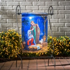 Evergreen Holy Night Nativity Garden Lustre Flag