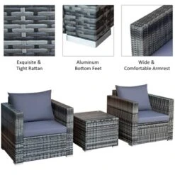 Tangkula 3-Piece Patio Wicker Conversation Set Bistro Rattan Sofa Chair With Washable Cushion Gray 18 Tangkula 3-Piece Patio Wicker Conversation Set Bistro Rattan Sofa Chair With Washable Cushion Gray -Garden & Outdoors GUEST aa499fea 20a5 4518 9b19 b81d5a8e7c2c