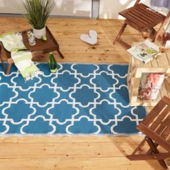 DII Design Imports Indoor Outdoor 3 X 6 Foot Reversible Lattice Woven Rectangular Runner Rug For Decks, Patios, Living Rooms, And Kitchens, Blue -Garden & Outdoors GUEST aa584401 2bf3 441e bec4 bb32bac58dd8