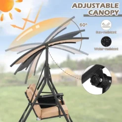 Costway 2-Person Canopy Porch Swing Padded Chair Cooler Bag Rotatable Tray TurquoiseBeigeBlack 17 Costway 2-Person Canopy Porch Swing Padded Chair Cooler Bag Rotatable Tray TurquoiseBeigeBlack -Garden & Outdoors GUEST aa5a3544 636f 481a b0e6 79b2e50834e2