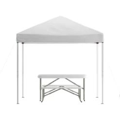Flash Furniture 8'x8' Pop Up Event Canopy Tent With Carry Bag And Folding Bench Set - Portable Tailgate, Camping, Event Set -Garden & Outdoors GUEST aaed8f9c 035b 4ae1 b645 f1a047f7e814